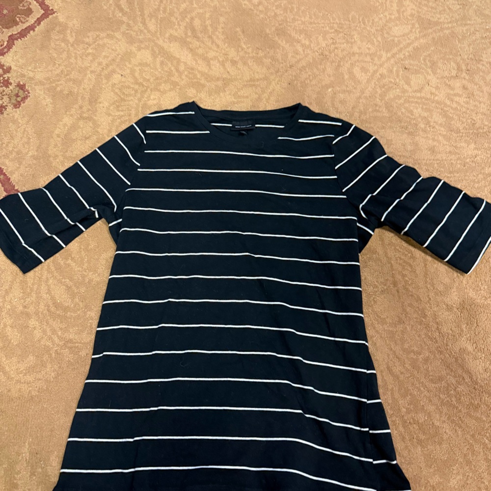 Who What Wear Black and White Striped Tee